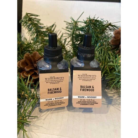 Bath & Body Works “Balsam & Firewood” 2 New Wallflower Refills - Picture 1 of 5